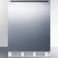 Summit FF7WBISSHH Commercially Listed Built-In Undercounter All-Refrigerator For General Purpose Use, Auto Defrost W/Ss Wrapped Door, Horizontal Handle, And White Cabinet