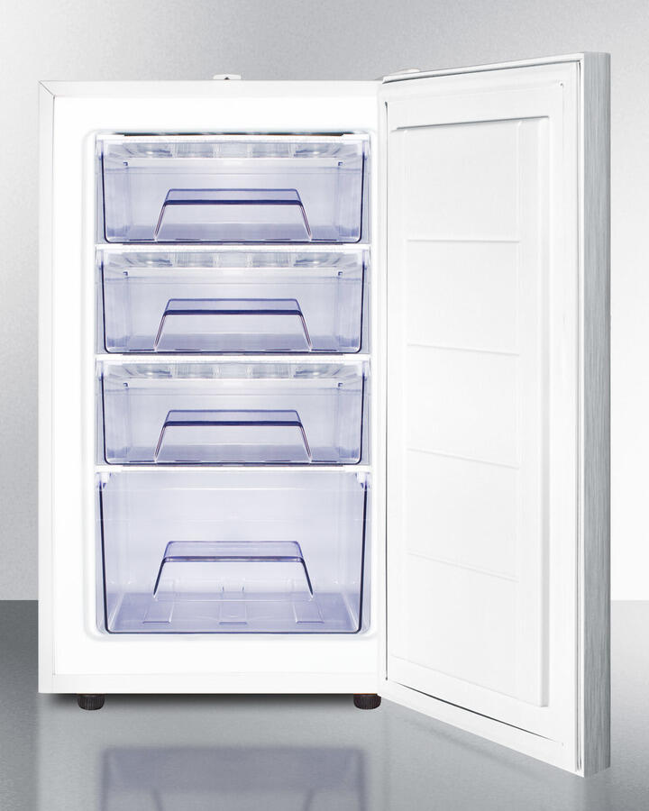 Summit FS407LBISSHHADA Ada Compliant 20" Wide Built-In Undercounter All-Freezer For General Purpose Use, -20 C Capable With A Lock, Ss Door, Horizontal Handle And White Cabinet