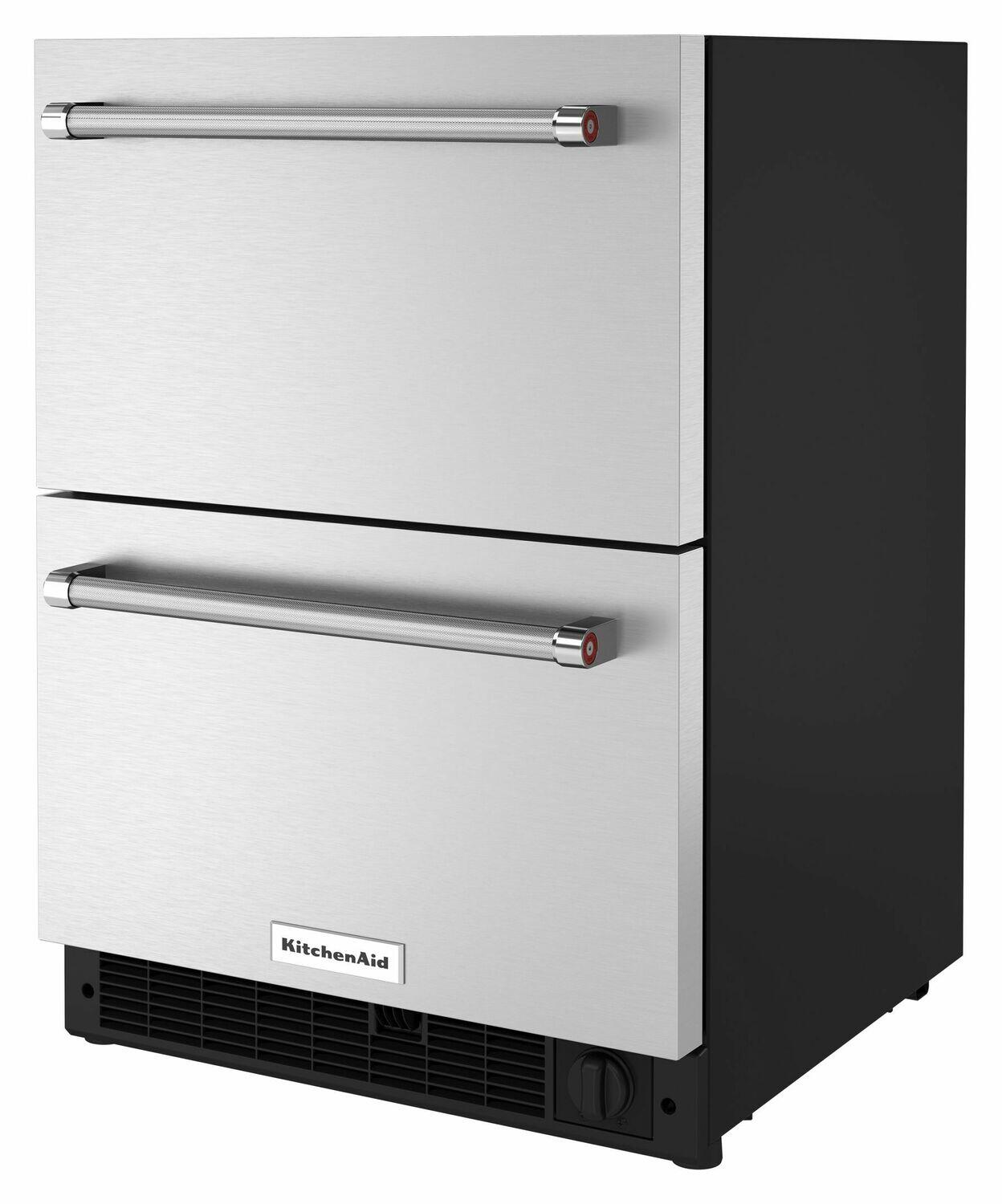 Kitchenaid KUDF204KSB 24" Stainless Steel Undercounter Double-Drawer Refrigerator/Freezer