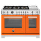 Bertazzoni PRO486BTFEPART 48 Inch Dual Fuel Range, 6 Brass Burners And Griddle, Electric Self-Clean Oven Arancio