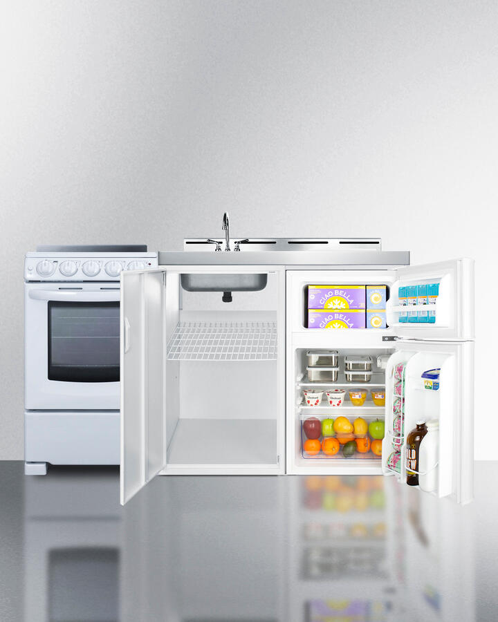 Summit ACK60ELSTW 60" Wide All-In-One Kitchenette With Electric Range