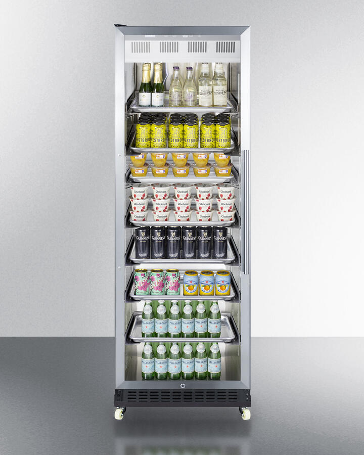 Summit SCR1401LHRICSS 24" Wide Mini Reach-In Beverage Center With Dolly