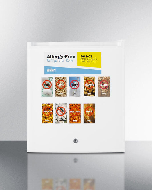 Summit AZAR27W Commercially Approved Compact All-Refrigerator In White, Designed To Serve As An Allergy-Free Storage Zone, With Digital Thermostat, Keyed Lock, And A Set Of Allergy Warning Magnets