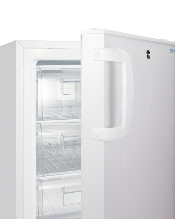 Summit ADA305AF Built-In Undercounter -25 C Ada Compliant Commercially-Approved All-Freezer In White With Lock, Digital Controls, Interior Baskets, Hospital Cord With 'Green Dot' Plug, Factory Installed Access Port, And Manual Defrost Operation