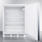 Summit FF7LBISSHH Commercially Listed Built-In Undercounter All-Refrigerator For General Purpose Use, Auto Defrost W/Lock, Ss Door, Horizontal Handle, And White Cabinet