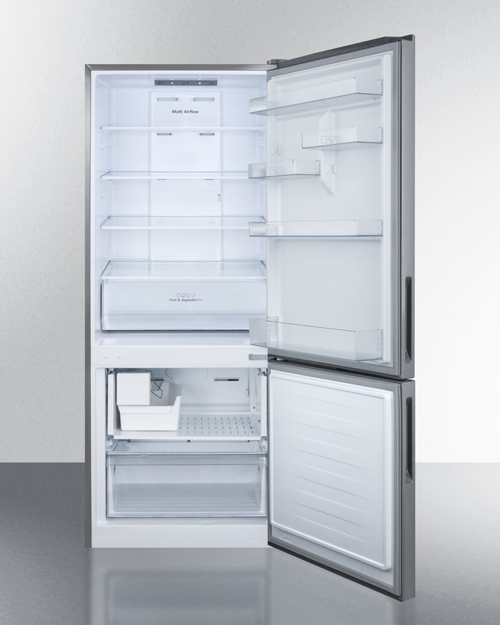 Summit FFBF279SSIM 28" Wide Built-In Bottom Freezer Refrigerator With Icemaker