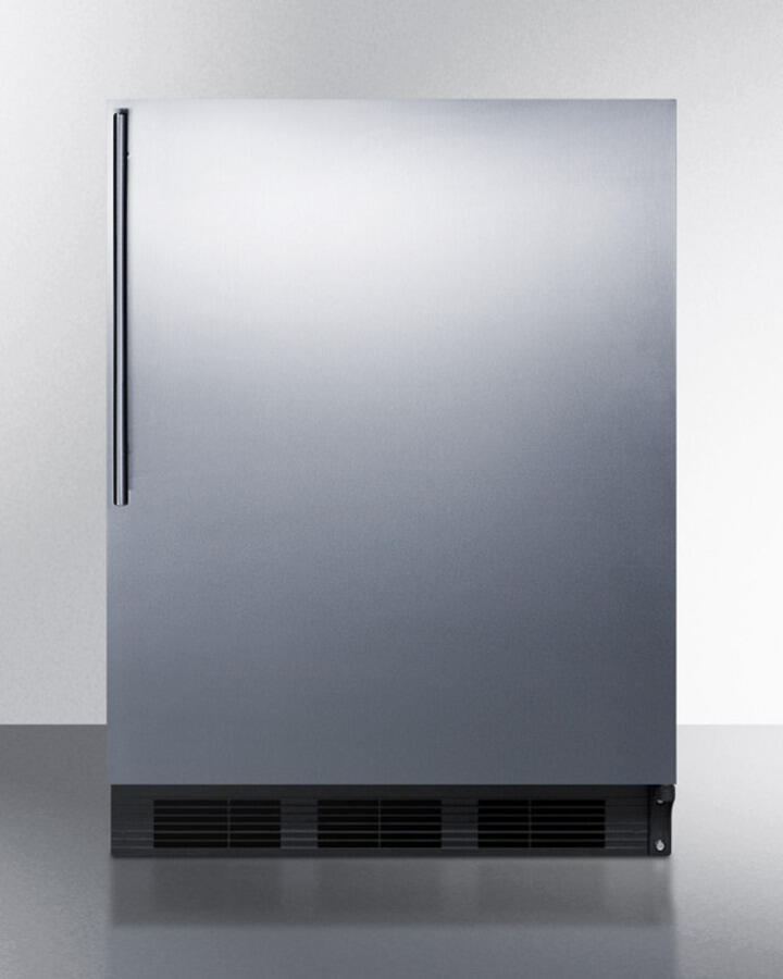 Summit CT66BSSHVADA Freestanding Ada Compliant Refrigerator-Freezer For General Purpose Use, W/Dual Evaporator Cooling, Cycle Defrost, Ss Door, Thin Handle, And Black Cabinet