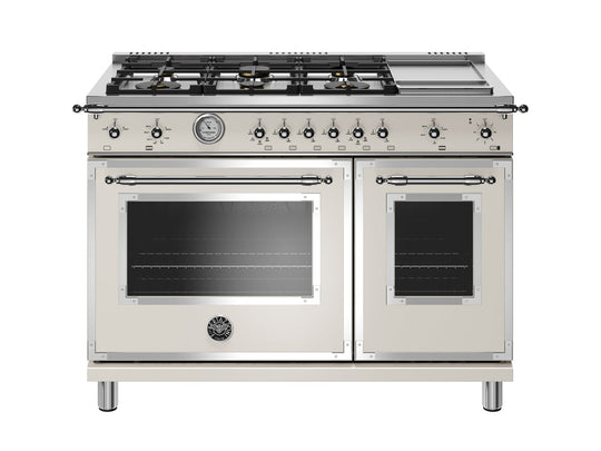Bertazzoni HERT486GGASAVT 48 Inch All-Gas Range 6 Brass Burner And Griddle Avorio
