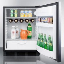Summit FF63BBISSHH Built-In Undercounter All-Refrigerator For Residential Use, Auto Defrost With A Stainless Steel Wrapped Door, Horizontal Handle, And Black Cabinet