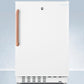 Summit ADA302RFZTBC Built-In Undercounter, Ada Compliant Refrigerator-Freezer In White, Designed For General Purpose Storage, With Pure Copper Towel Bar Handle, Manual Defrost With Glass Shelves, Front Lock, And Door Storage