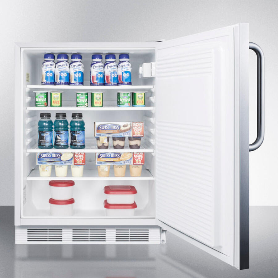 Summit FF7CSSADA Ada Compliant Built-In Undercounter All-Refrigerator For General Purpose Or Commercial Use, Auto Defrost W/Ss Wrapped Exterior And Towel Bar Handle