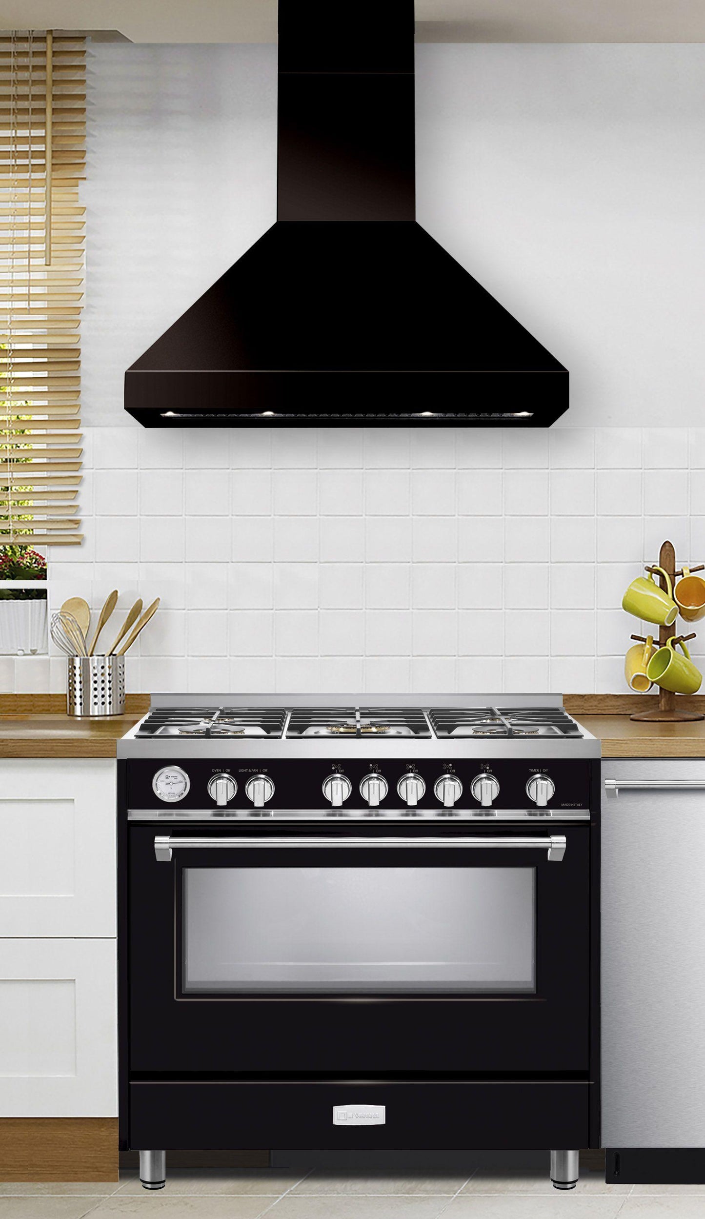 Verona VECHW36GB 36" Designer Chimney Wall Hood- 600 Cfm - 4 Speeds