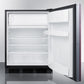 Summit CT66BBIIF Built-In Undercounter Refrigerator-Freezer For General Purpose Use, With Dual Evaporator Cooling, Integrated Door Frame For Overlay Panels, And Black Cabinet