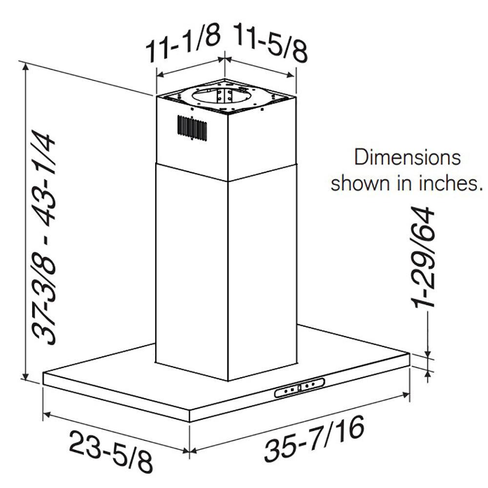 Broan EIT1366SS Broan® Elite 36-Inch T-Style Island Range Hood, 640 Max Blower Cfm, Stainless Steel, W/ Code Ready Technology
