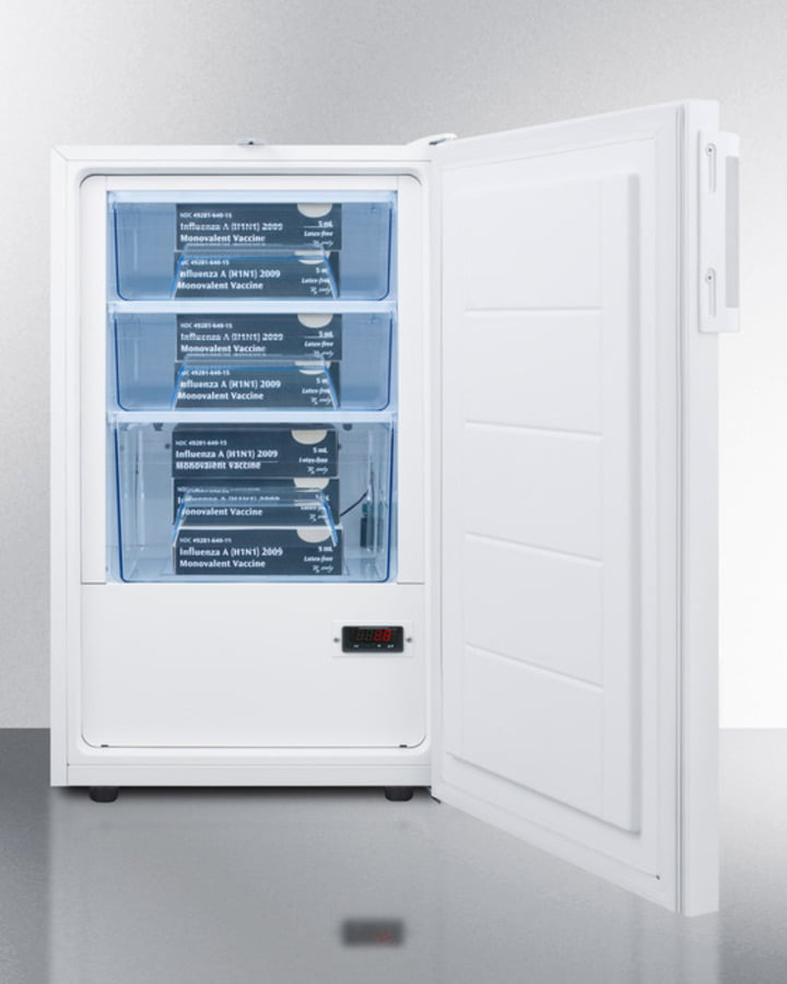 Summit FF511LBIVAC Built-In Undercounter Medical All-Refrigerator For Temperature Stable Medical Storage, With Interior Basket Drawers, Internal Fan, Lock, And More