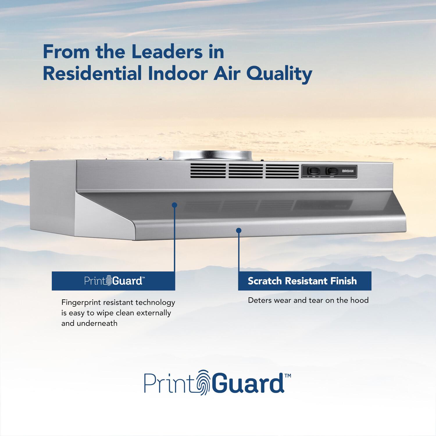 Broan F4030SF Broan® 30-Inch Convertible Under-Cabinet Range Hood, Stainless Finish With Printguard™, 230 Max Blower Cfm