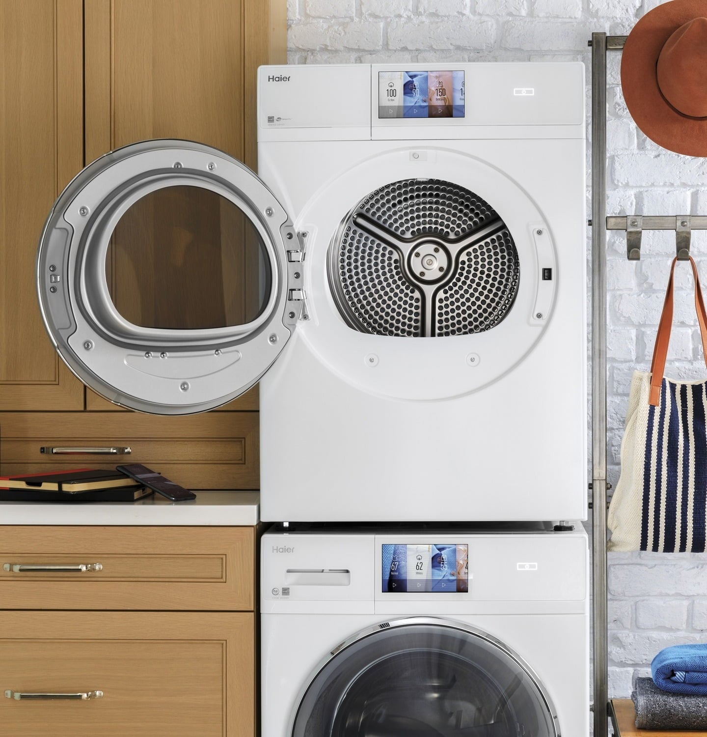 Haier QFD15ESSNWW 4.3 Cu.Ft. Capacity Smart 24" Frontload Electric Dryer With Stainless Steel Basket