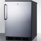 Summit FF7LBLSSTB Commercially Listed Freestanding All-Refrigerator For General Purpose Use, Auto Defrost W/Ss Wrapped Door, Towel Bar Handle, Lock, And Black Cabinet
