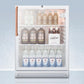 Summit SCR600GLBITBCADA Commercially Listed Ada Compliant Built-In Undercounter Beverage Center With Pure Copper Handle, White Cabinet, Glass Door, And Lock