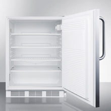 Summit AL750LBISSTB Ada Compliant Built-In Undercounter All-Refrigerator For General Purpose Use, Auto Defrost W/Lock, Ss Wrapped Door, Towel Bar Handle, And White Cabinet