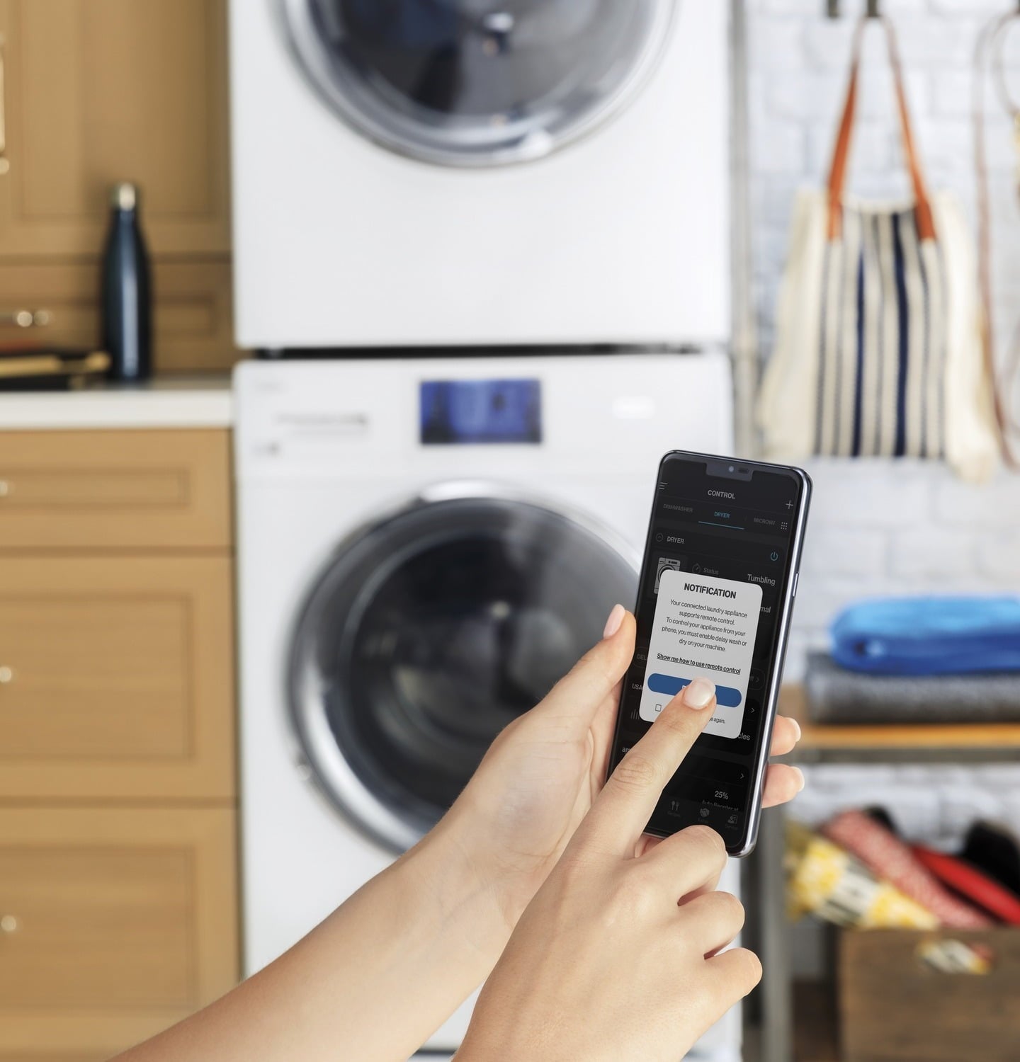 Haier QFD15ESSNWW 4.3 Cu.Ft. Capacity Smart 24" Frontload Electric Dryer With Stainless Steel Basket