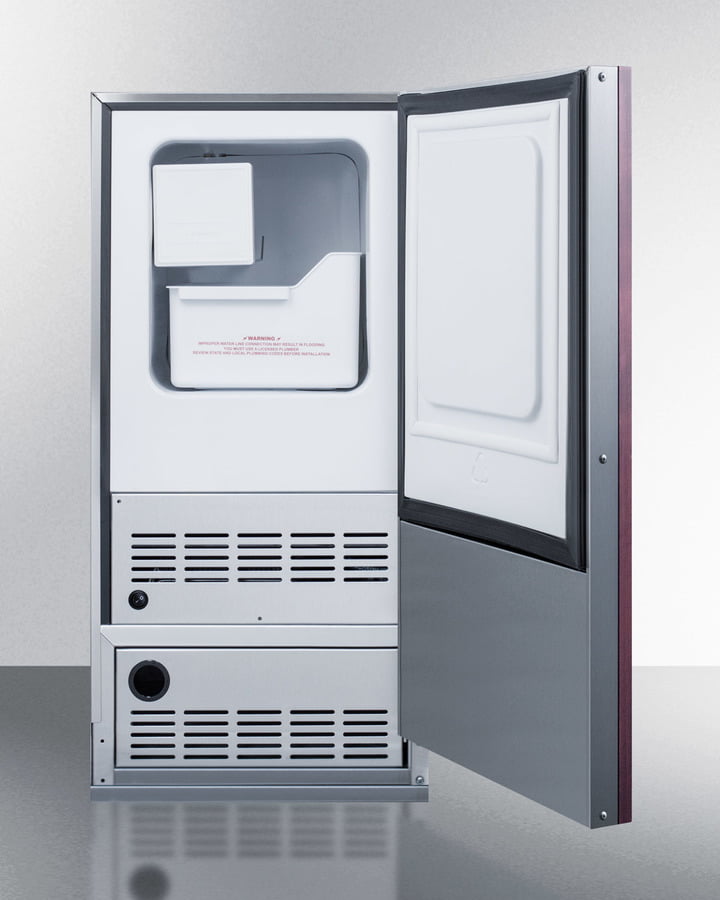 Summit BIM25H34IF Built-In Undercounter No Drain Crescent Icemaker With Panel-Ready Door And Stainless Steel Wrapped Cabinet
