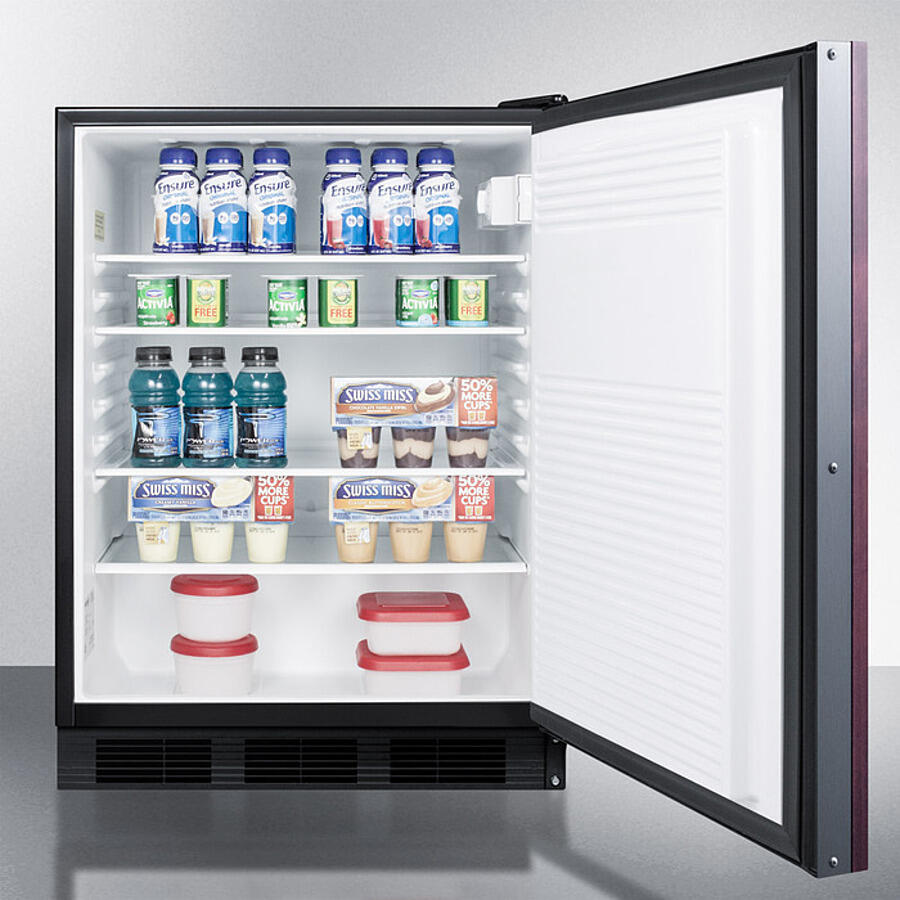 Summit FF7LBLKBIIFADA Ada Compliant Built-In Undercounter All-Refrigerator For General Purpose/Commercial Use, Auto Defrost W/Integrated Door Frame For Panels, Lock, Black Cabinet