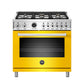 Bertazzoni PROF366DFSGIT 36 Inch Dual Fuel Range, 6 Brass Burner, Electric Self-Clean Yellow