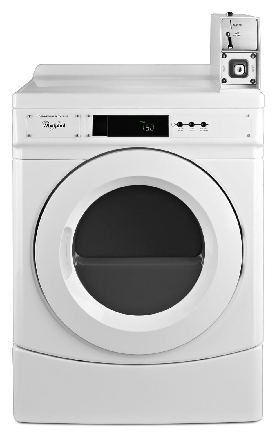 Whirlpool CED9150GW 27" Commercial Electric Front-Load Dryer Featuring Factory-Installed Coin Drop With Coin Box White