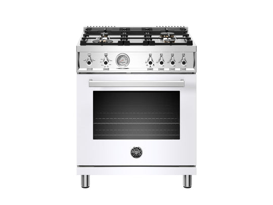 Bertazzoni PROF304GASBIT 30 Inch All Gas Range, 4 Brass Burner Bianco