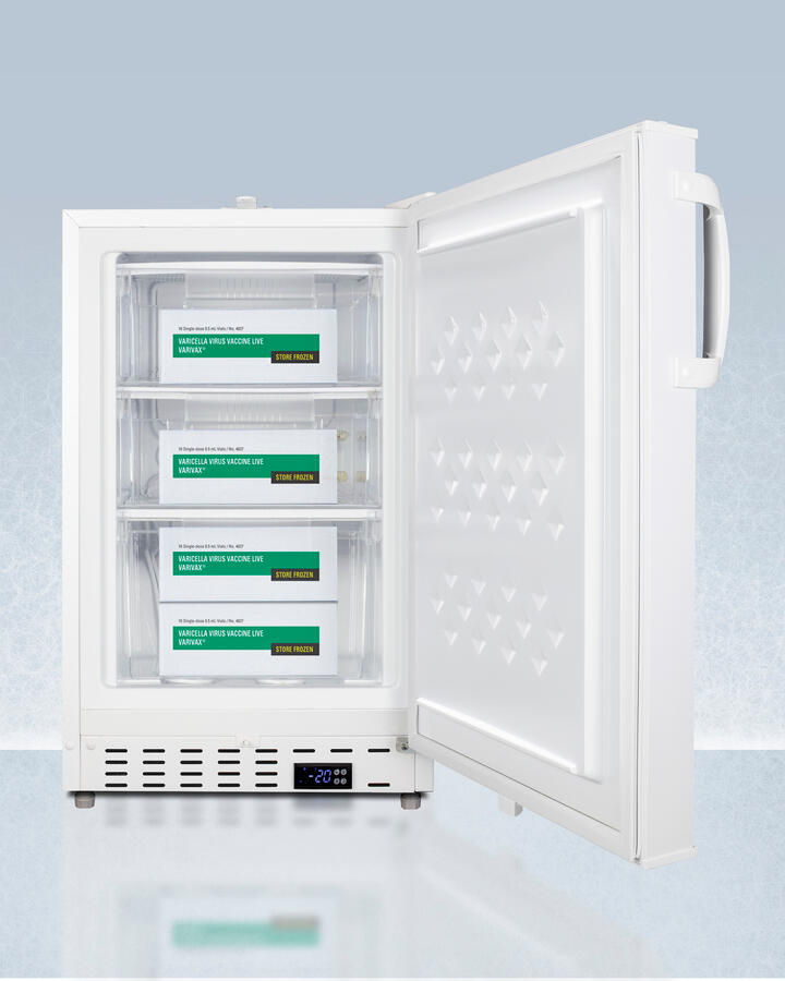 Summit ADA305AF Built-In Undercounter -25 C Ada Compliant Commercially-Approved All-Freezer In White With Lock, Digital Controls, Interior Baskets, Hospital Cord With 'Green Dot' Plug, Factory Installed Access Port, And Manual Defrost Operation