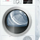 Bosch WTG86401UC 500 Series Cond. Dryer - 208/240V, Cap. 4.0 Cu.Ft., 15 Cyc.,65 Dba, Ss Drum, Silv. Rev./Door; Energy Star