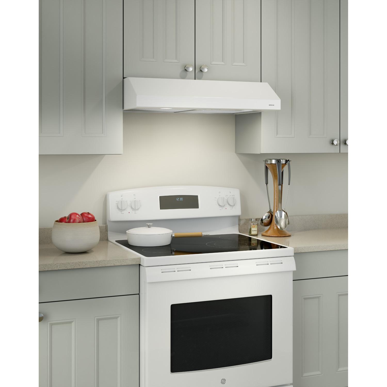 Broan BCSD142WW Glacier 42-Inch 300 Max Blower Cfm 5 Sones White Range Hood
