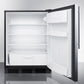 Summit FF6BK7SSHV Commercially Listed Freestanding All-Refrigerator For General Purpose Use, Auto Defrost W/Stainless Steel Wrapped Door, Thin Handle, And Black Cabinet