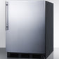 Summit FF63BKBISSHVADA Ada Compliant Built-In Undercounter All-Refrigerator For Residential Use, Auto Defrost With Stainless Steel Wrapped Door, Thin Handle, And Black Cabinet