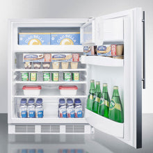 Summit CT66JBISSHVADA Built-In Undercounter Ada Compliant Refrigerator-Freezer For General Purpose Use, W/Dual Evaporator Cooling, Ss Door, Thin Handle, White Cabinet