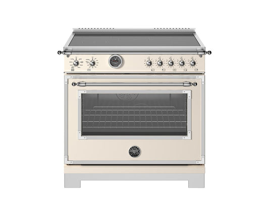 Bertazzoni HER365ICFEPAVT 36 Inch Induction Range, 5 Heating Zones And Cast Iron Griddle, Electric Self-Clean Oven Avorio