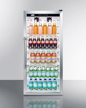 Summit SCR1006 9 Cu.Ft. Commercial Glass Door Beverage Merchandiser Designed For The Display And Refrigeration Of Beverages And Sealed Food, With Digital Controls, Led Lighting, Full Interior Display, And A White Cabinet