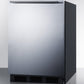 Summit CT663BBISSHH Built-In Undercounter Refrigerator-Freezer For Residential Use, Cycle Defrost With A Stainless Steel Wrapped Door, Horizontal Handle, And Black Cabinet