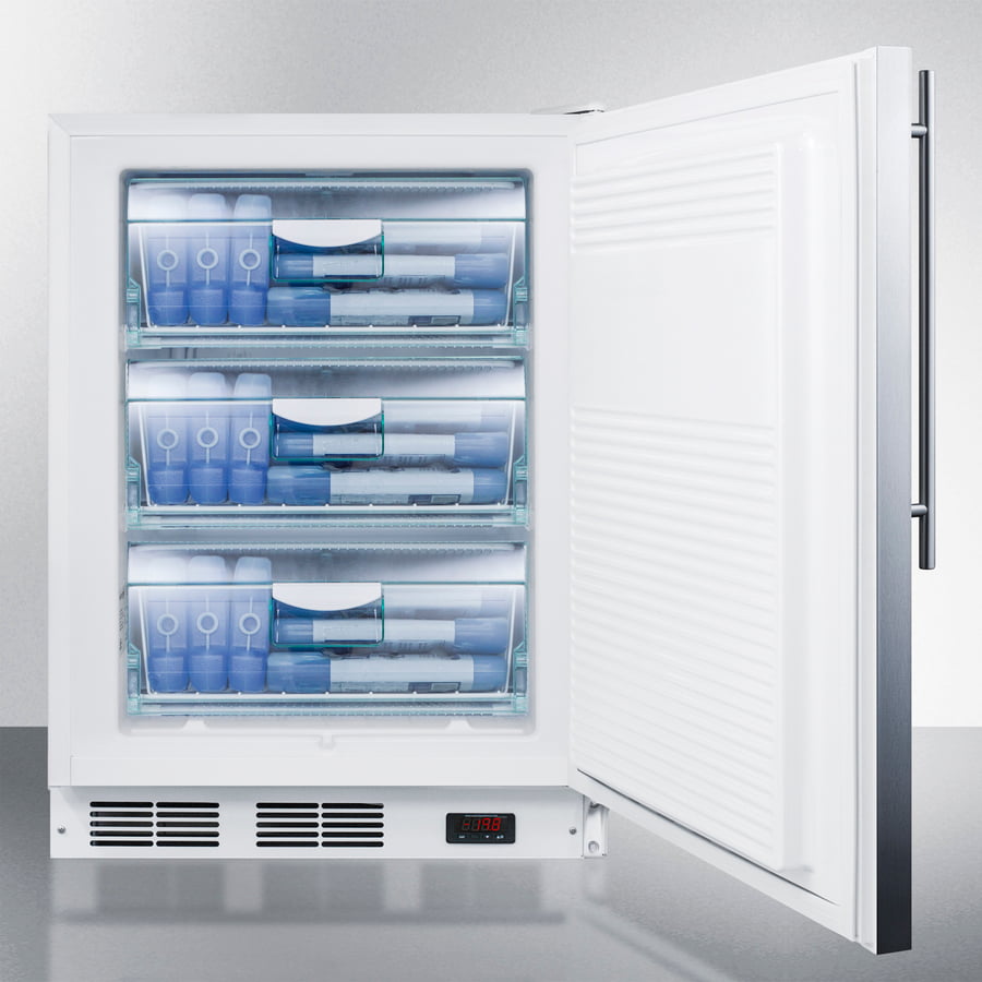 Summit VT65MLBISSHVADA Ada Compliant Built-In Medical All-Freezer Capable Of -25 C Operation, With Lock, Stainless Steel Door, Thin Handle, And White Cabinet