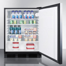 Summit FF7BKBISSHHADA Ada Compliant Built-In Undercounter All-Refrigerator For General Purpose Or Commercial Use, Auto Defrost W/Ss Door, Horizontal Handle, And Black Cabinet