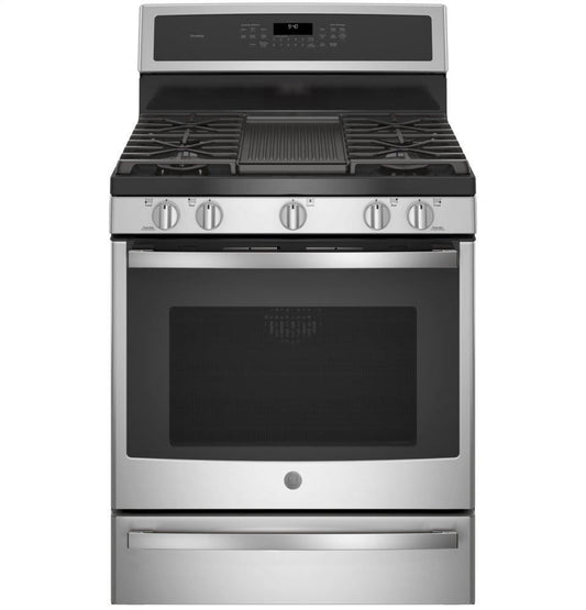 Ge Appliances P2B940SEJSS Ge Profile™ 30" Smart Dual-Fuel Free-Standing Convection Range With Warming Drawer