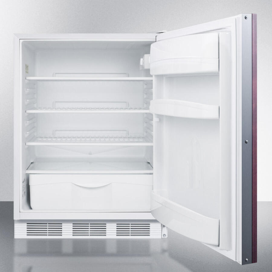 Summit FF6LBIIFADA Ada Compliant All-Refrigerator For Built-In General Purpose Use, Auto Defrost W/Lock, Integrated Door Frame For Overlay Panels, And White Cabinet
