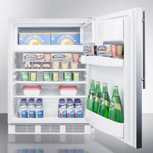 Summit CT66JBISSHV Built-In Undercounter Refrigerator-Freezer For General Purpose Use, With Dual Evaporator Cooling, Cycle Defrost, Ss Door, Thin Handle And White Cabinet