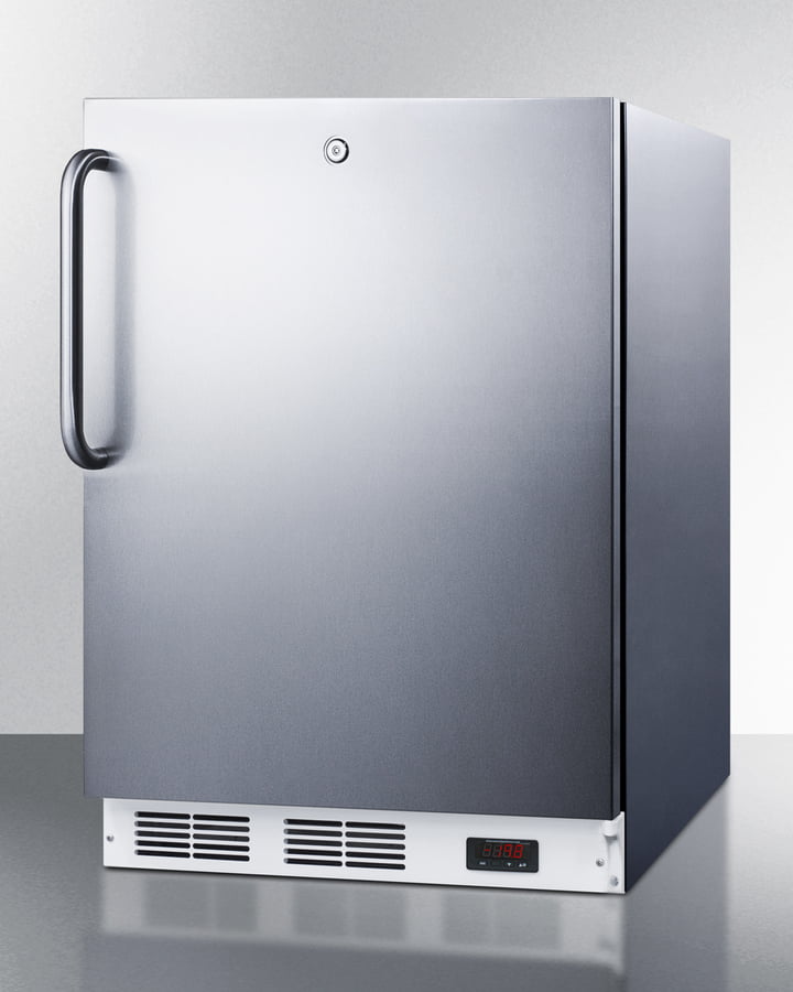 Summit VT65MLCSSADA Ada Compliant Built-In Medical All-Freezer Capable Of -25 C Operation, With Lock, Stainless Steel Door, Towel Bar Handle, And White Cabinet