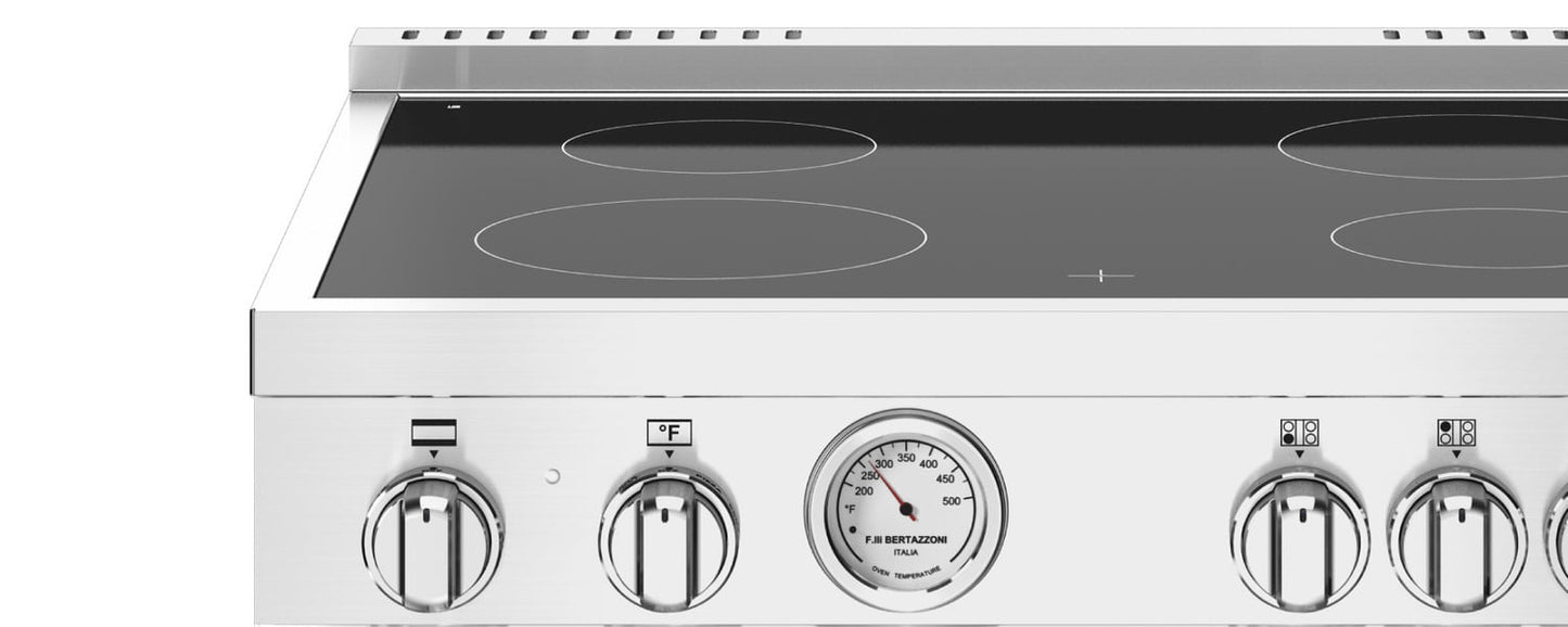 Bertazzoni MAST304CEMXE 30 Inch Electric Range, 4 Heating Zones, Electric Oven Stainless Steel