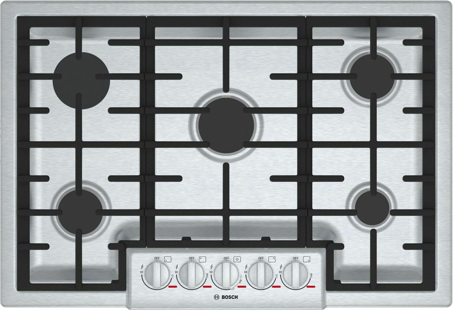 Bosch NGMP056UC Benchmark 30" Gas Cooktop, 5 Burners, Stainless Steel