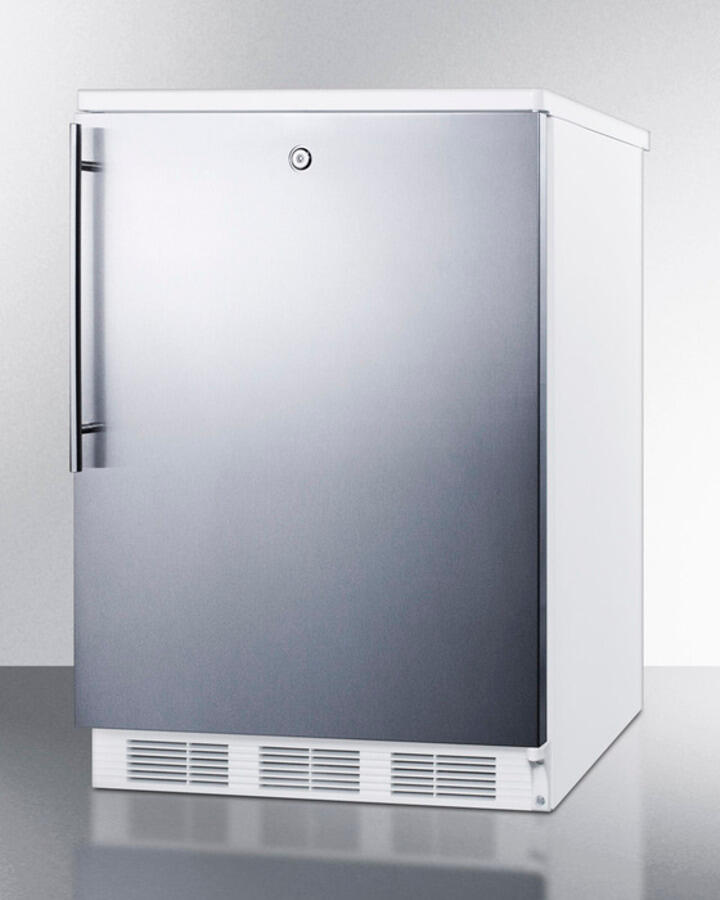 Summit CT66LSSHV Freestanding Refrigerator-Freezer For General Purpose Use, With Dual Evaporator Cooling, Cycle Defrost, Lock, Ss Door, Thin Handle And White Cabinet