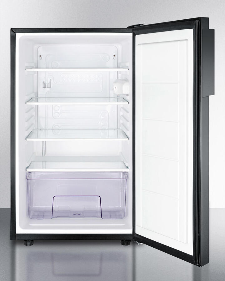 Summit FF521BL 20" Wide Counter Height All-Refrigerator For General Purpose Use, Auto Defrost With A Lock And Black Exterior