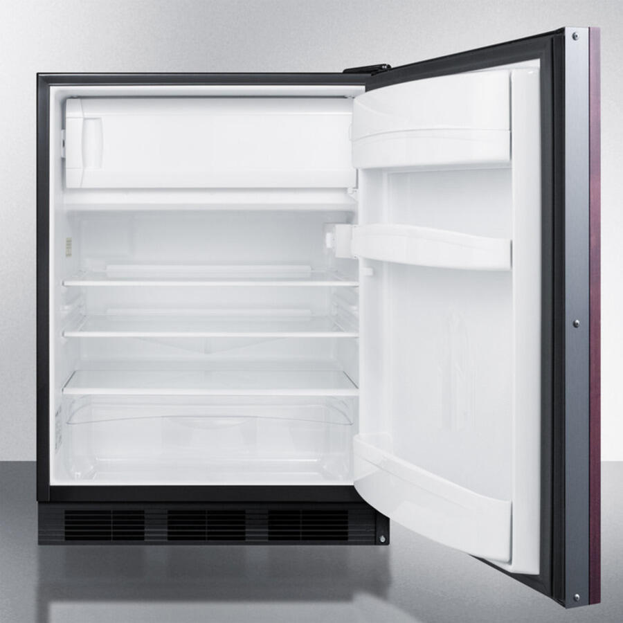 Summit CT66BBIIFADA Built-In Undercounter Ada Compliant Refrigerator-Freezer For General Purpose Use, Cycle Defrost W/Dual Evaporator Cooling, Panel-Ready Door, And Black Cabinet